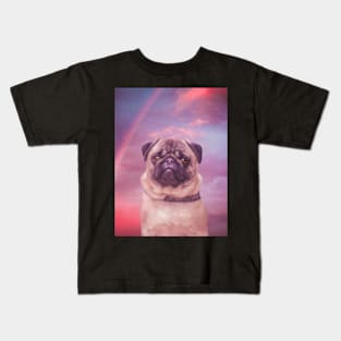 Pug in the sky painting Kids T-Shirt